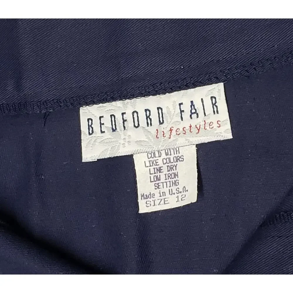 Bedford Fair Vintage 90s Lifestyles Maxi Skirt Sz 12 Navy NWT Deadstock